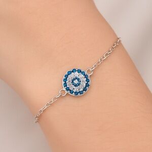 Antian accessories™ 925 Silver Evil Eye Bracelet Blue White Durable Design